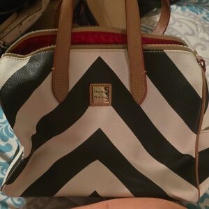 Dooney & Bourke Black and White Chevron Satchel